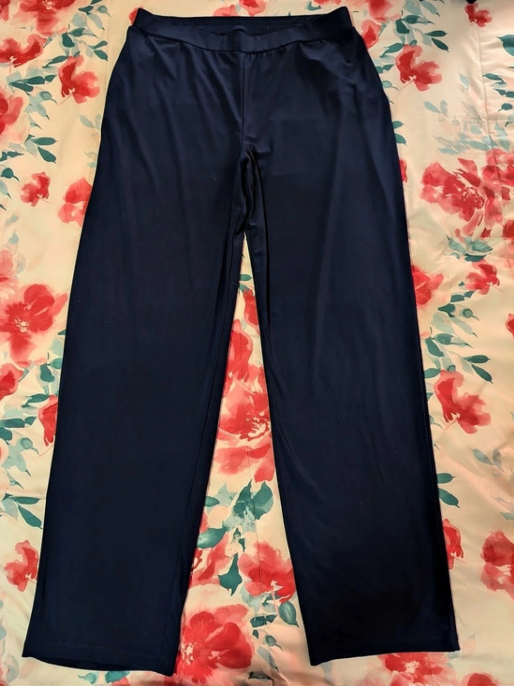 Susan Graver Women's Wide Leg Blue Pants